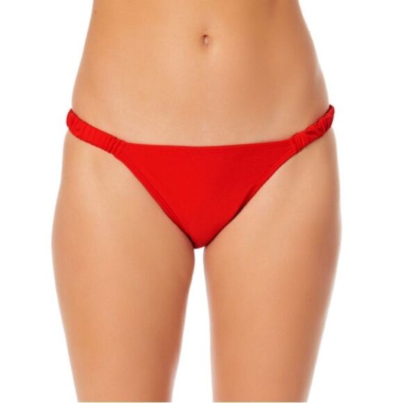 WOMENS JUNIORS SOLID Scrunched Strap Bikini Bottom Swimsuit Bathing Suit XL - Picture 1 of 5